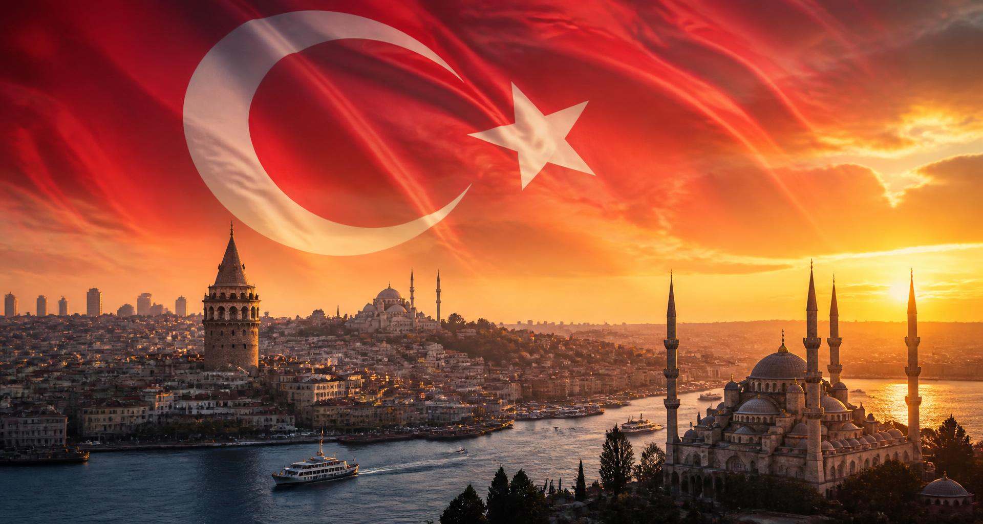 İstanbul silueti ve Türk bayrağı — Oğultürk Ekinci